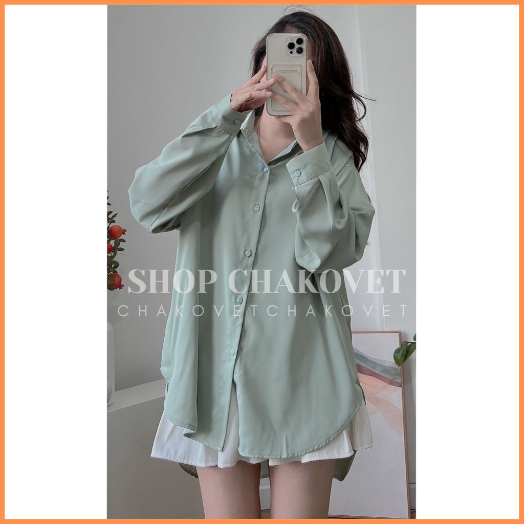 Áo sơ mi nữ tay dài Hot Trend A8419 Áo vạt bầu Ulzzang form rộng phong cách Hàn Quốc cực xinh xắn - CHAKOVET
