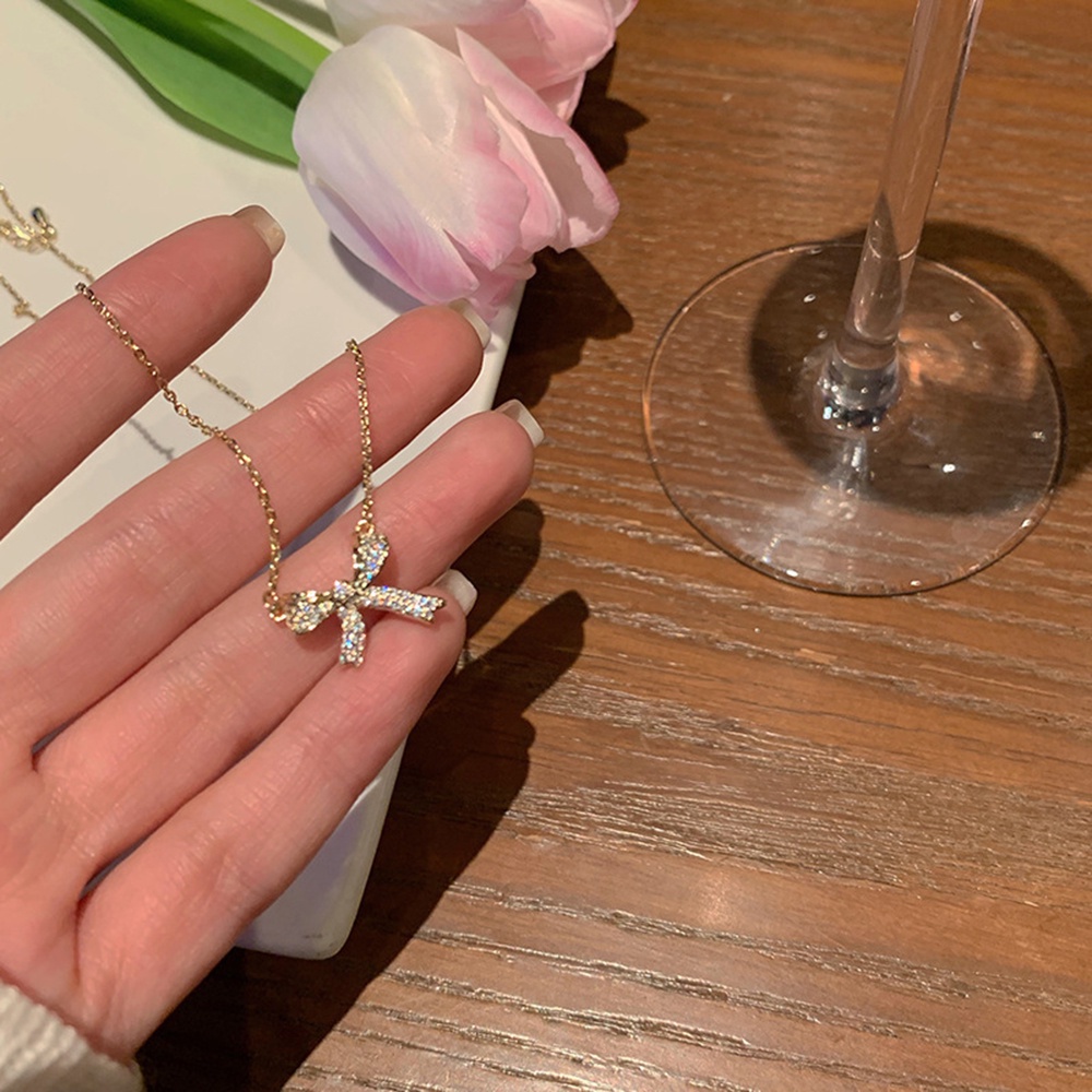 Dây chuyền mặt nơ đính đá thời trang thanh lịch dành cho nữ Yanqueens Đồ trang sức