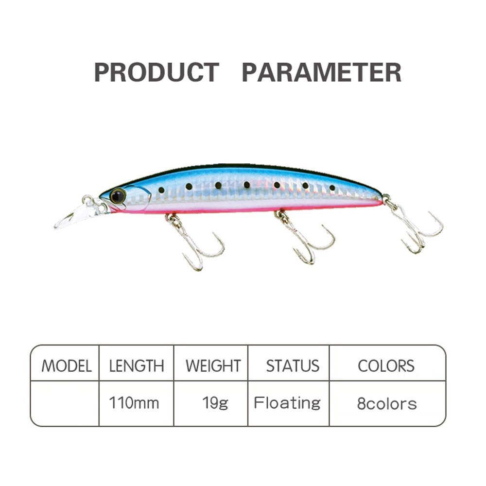 Mồi Câu Cá Giả Dạ Quang Cứng 110mm 19g Chuyên Nghiệp