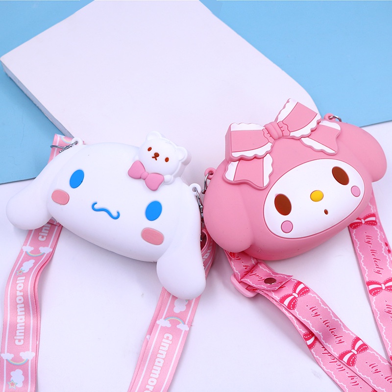 Túi Đeo Vai Đựng Tiền Bằng Silicon Hình Sanrio Cullomi Melody / Hello Kitty Dễ Thương Cho Bé YS2 SY2