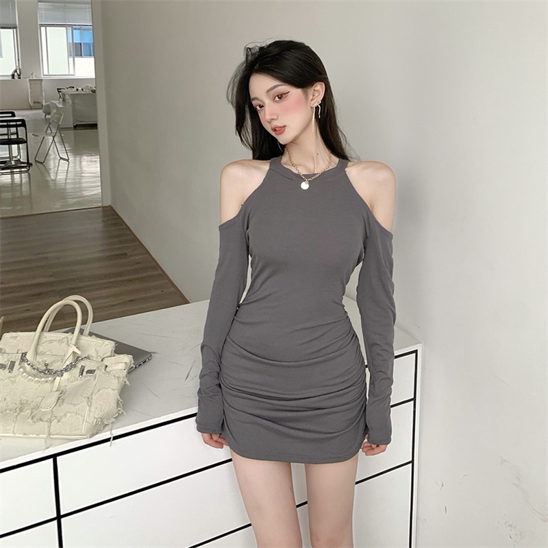 Đầm IELGY dáng ôm dài tay hở vai thời trang gợi cảm dành cho nữ