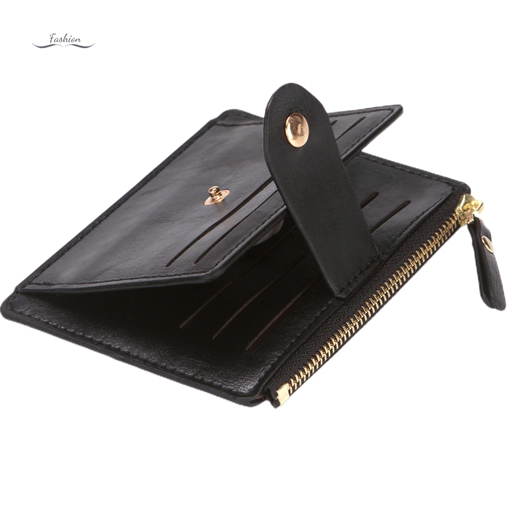 Ví Da PU Mini Phối Khóa Kéo Đựng Thẻ Phong Cách Unisex