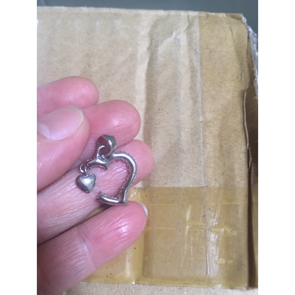 Mặt dây chuyền hình tim phối đá trắng si tuyển Nhật