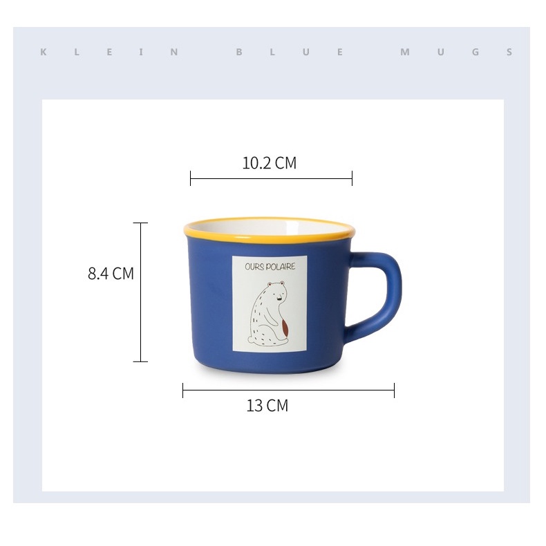 Cốc sứ uống trà, cốc cafe 400ml men xanh phong cách vintage Pháp