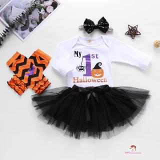 Bộ 4 Món Đồ Hóa Trang Halloween Cho Bé Gái Từ 0-24 Tháng Tuổi