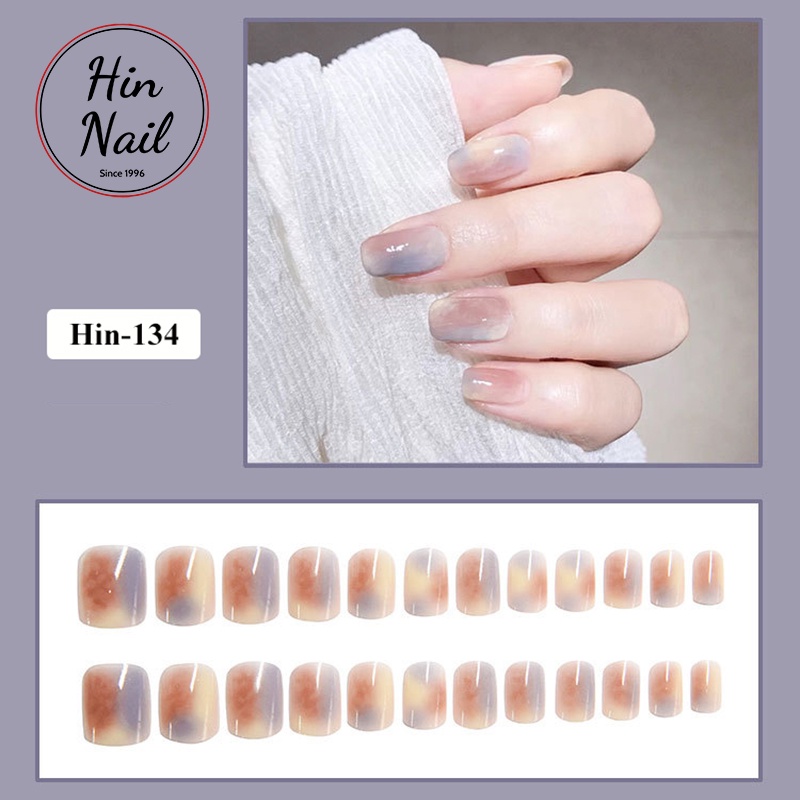 24 móng tay giả kèm keo dán phong cách hàn quốc Hin nail móng giả vuông đẹp giá rẻ