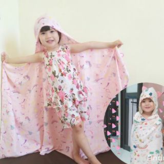 Khăn tắm choàng mũ muslin 4 lớp họa tiết siêu yêu cho bé