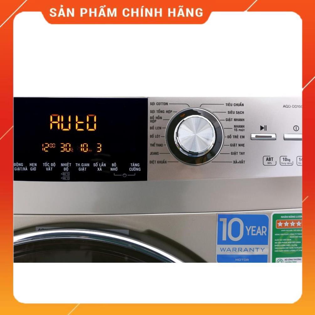 [Mã ELMS5TR giảm 5% đơn 5TR] [ FREE SHIP KHU VỰC HÀ NỘI ] Máy giặt Aqua cửa ngang 10 kg màu vàng kim AQD-DD1000A.N