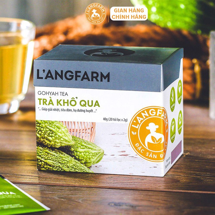 Trà khổ qua túi lọc L'angfarm hộp 20 tép Được chế biến từ nguyên liệu tự nhiên, hương vị thơm ngon.