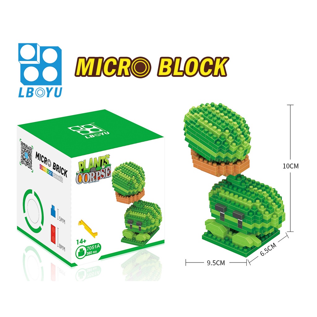 Đồ chơi lắp ráp, đồ chơi lắp ghép 3D mô hình hoa quả nổi giận, Plant vs Zombies