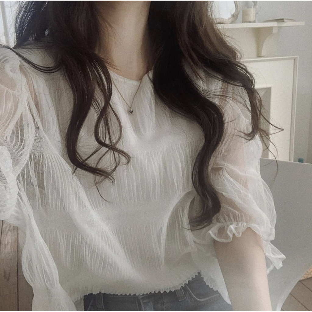 Áo voan nữ áo kiểu nữ tính nhẹ nhàng 2939