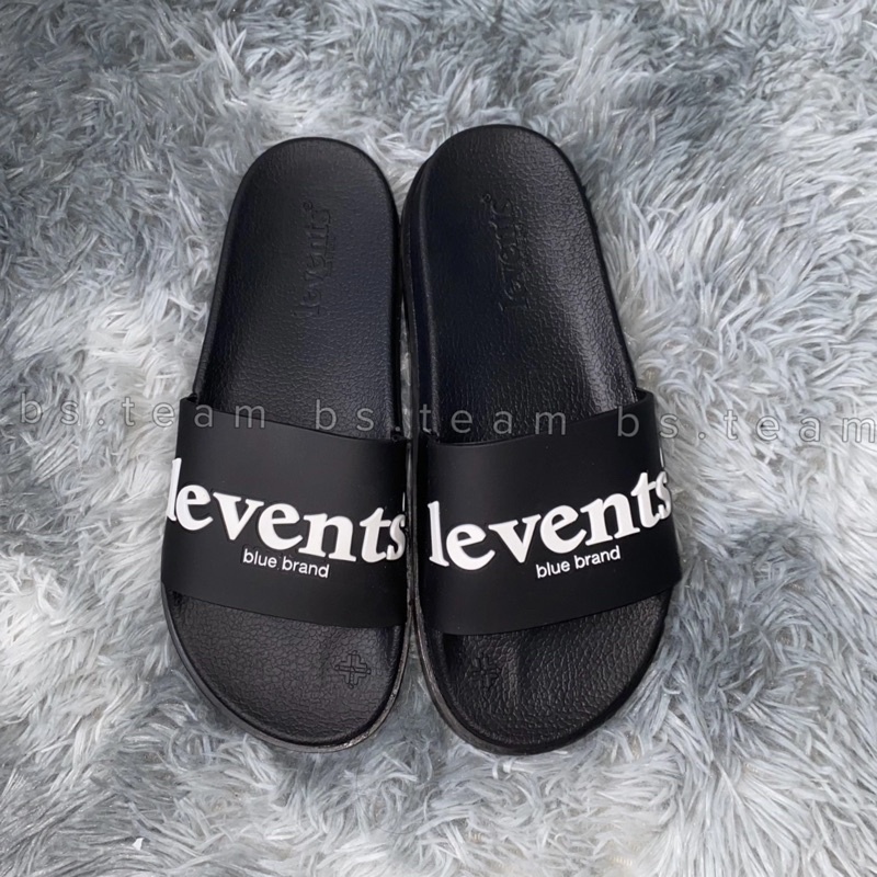 [Levents Chính Hãng] Dép LVS chữ to 𝗕𝗟𝗨𝗘𝗕𝗥𝗔𝗡𝗗 - Slipper LVS BLACK/WHITE