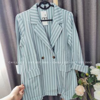 Blazer Kẻ Xanh VNXK ( Ảnh Thật)