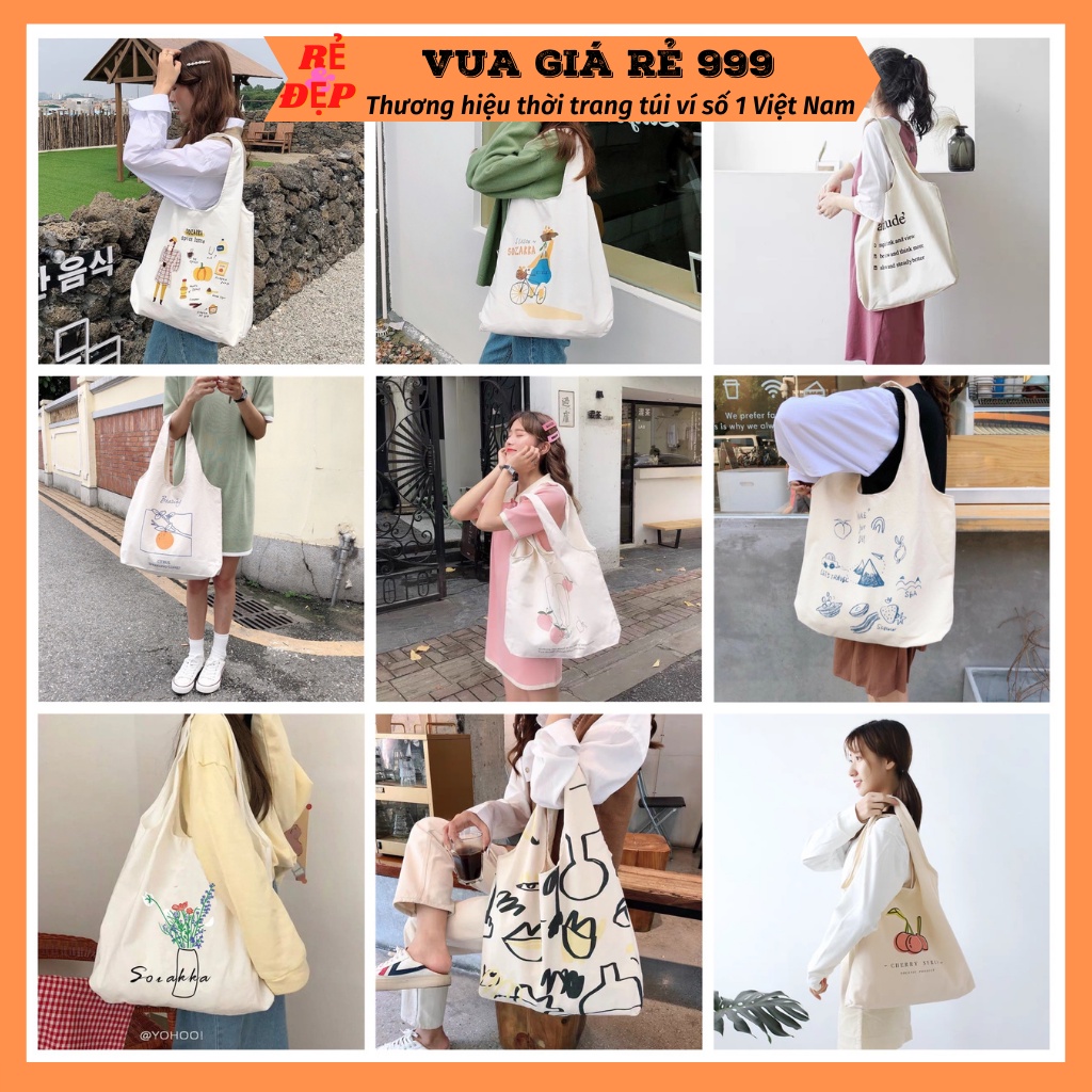 Túi tote vải đeo chéo canvas bag giá rẻ đẹp đi học TT00 | BigBuy360 - bigbuy360.vn