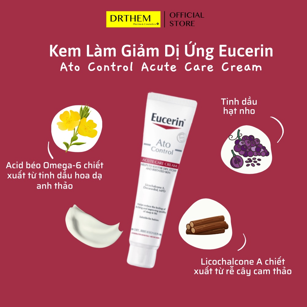 Kem Dưỡng Da Eucerin Ato Control Acute Care Cream 40ml - Giảm Ngứa Đỏ, Da Cơ Địa [LỌ CAO]