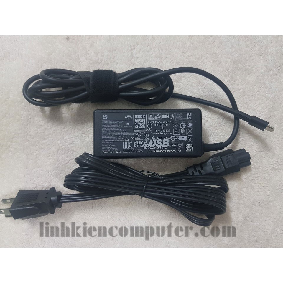 Adapter sạc laptop HP 45w type C (15v - 3A) dùng cho laptop HP EliteBook x360 1030 G2, Elite x3, x2 1012 G1