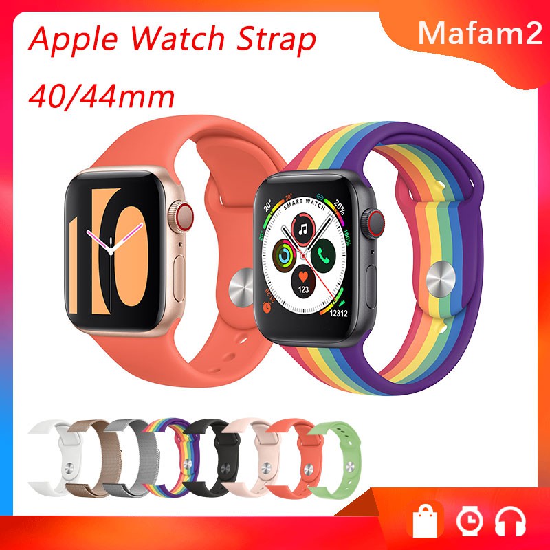 Dây đeo đồng hồ Apple 44/40mm cho Apple Watch 5/4/3/2/1 bằng silicon có khóa bằng thép không rỉ