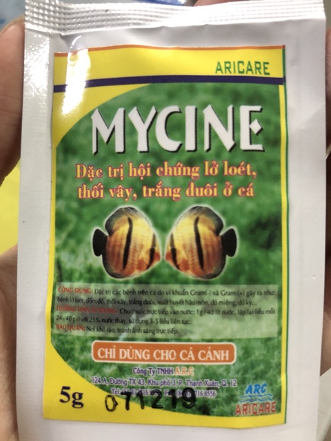 Thuốc Mycine - Đặc trị lở loét, thối vây, trắng đuôi ở cá.