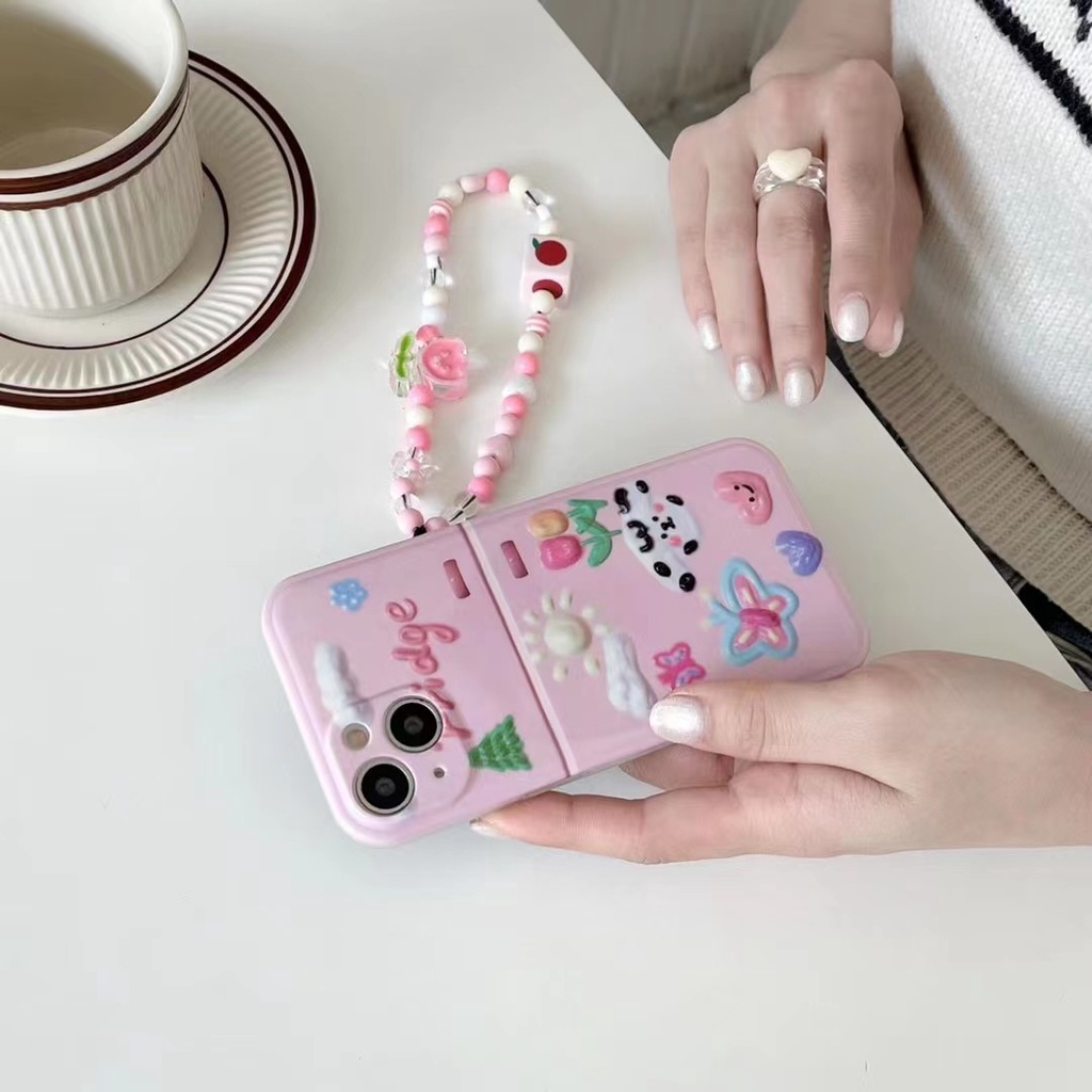 Ốp Điện Thoại TPU Dẻo Họa Tiết Hoa Kèm Dây Đeo Sợi Xích Cho iphone 13 pro max 12 pro max 11 pro max xsmax