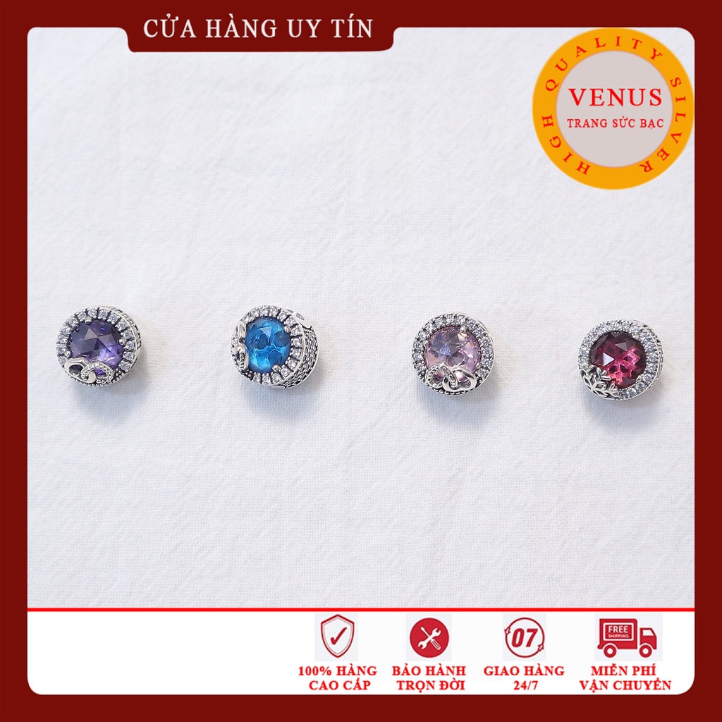 [Charm bạc 925 cao cấp] Charm đá lồi 4 màu- Mã sản phẩm VENUSR5