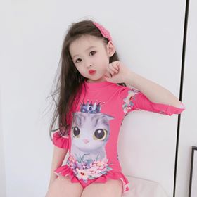Đồ bơi bé gái hình con mèo size 100 090