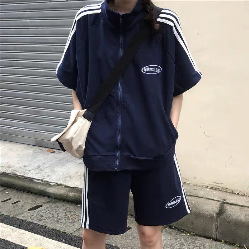 [Kèm Video+ Ảnh Thật] Set Áo + Quần Sọc - Áo thun tay lỡ form rộng Unisex 38-65kg Nam Nữ