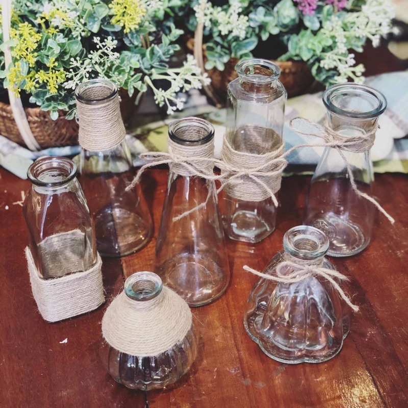 Lọ hoa mini decor bàn học kệ tủ đẹp tặng dây thùng cuốn