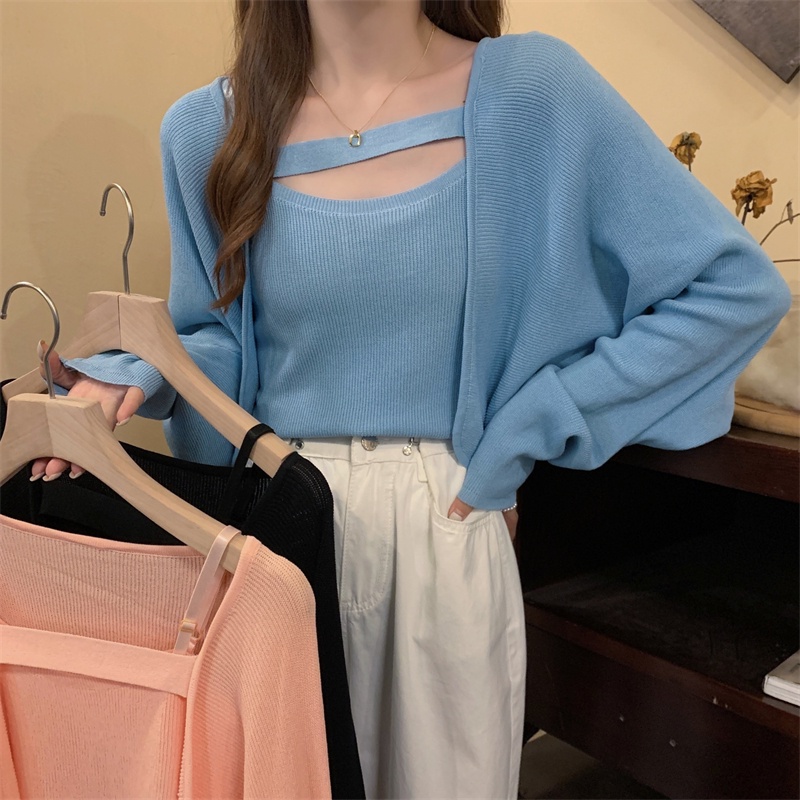 (ẢNH THẬT+Video) Set 2 Áo Len Dệt Kim MiKo DORYPONY Cardigan phối cùng áo hai dây - A176 (3 MÀU)