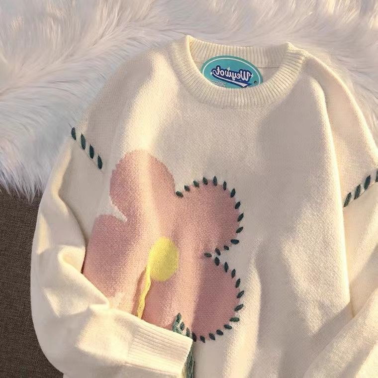 Áo Sweater Dáng Rộng Họa Tiết Hoa Thời Trang Mùa Thu Hàn Quốc Cho Nữ