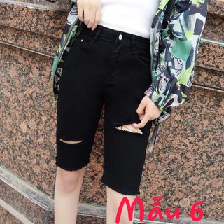 Quần jean lửng đen muối tiêu, lưng cao, co dãn mạnh dành cho người béo 60kg~90kg BIG SIZE