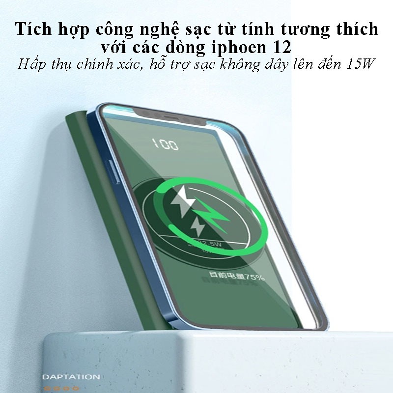 Sạc dự phòng không dây từ tính XFY 10000mah Hỗ Trợ Sạc Nhanh 22.5W  - QT