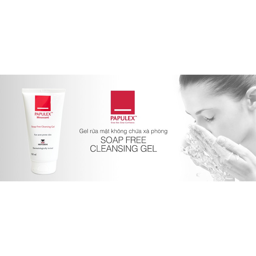 Papulex Sữa Rửa Mặt Ngăn Ngừa Mụn Trứng Cá Moussant Soap Free Cleansing Gel 150ml