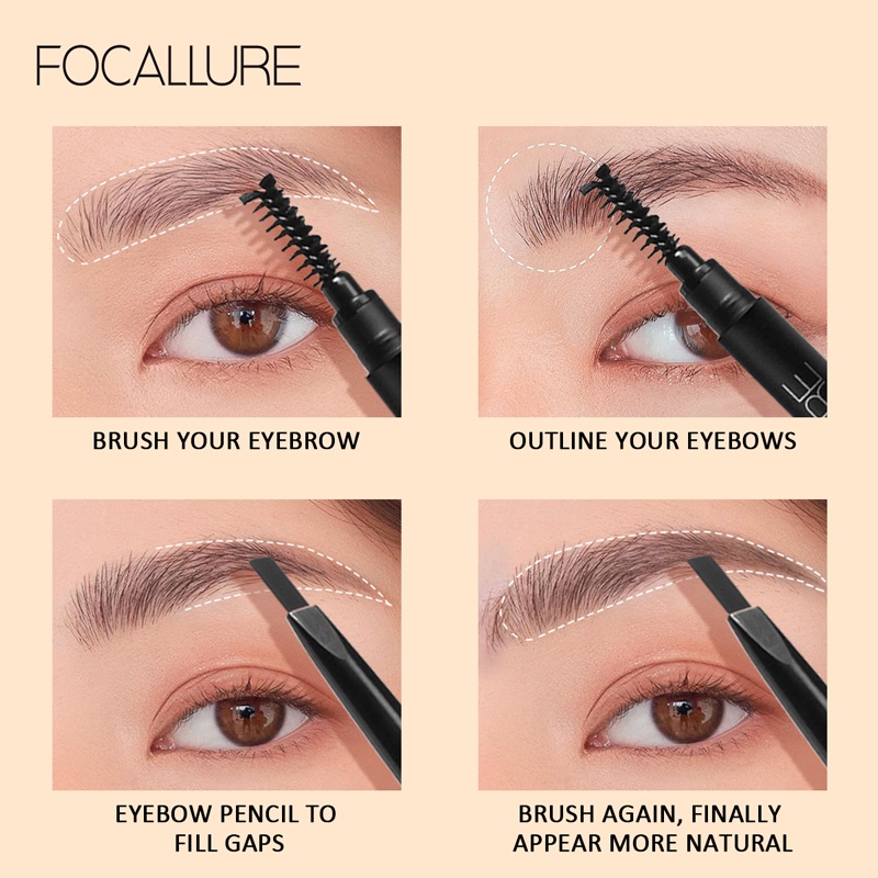 Bộ 3 mảnh FOCALLURE Eye Chứa bút kẻ mắt + chì kẻ mày + mascara