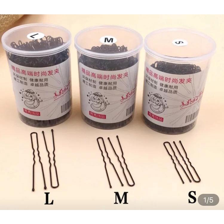 500g Hộp Kẹp Gim chữ U Cài Tóc Chuyên Nghiệp bọc sơn đen chống gỉ có sẵn 3 size JINJI