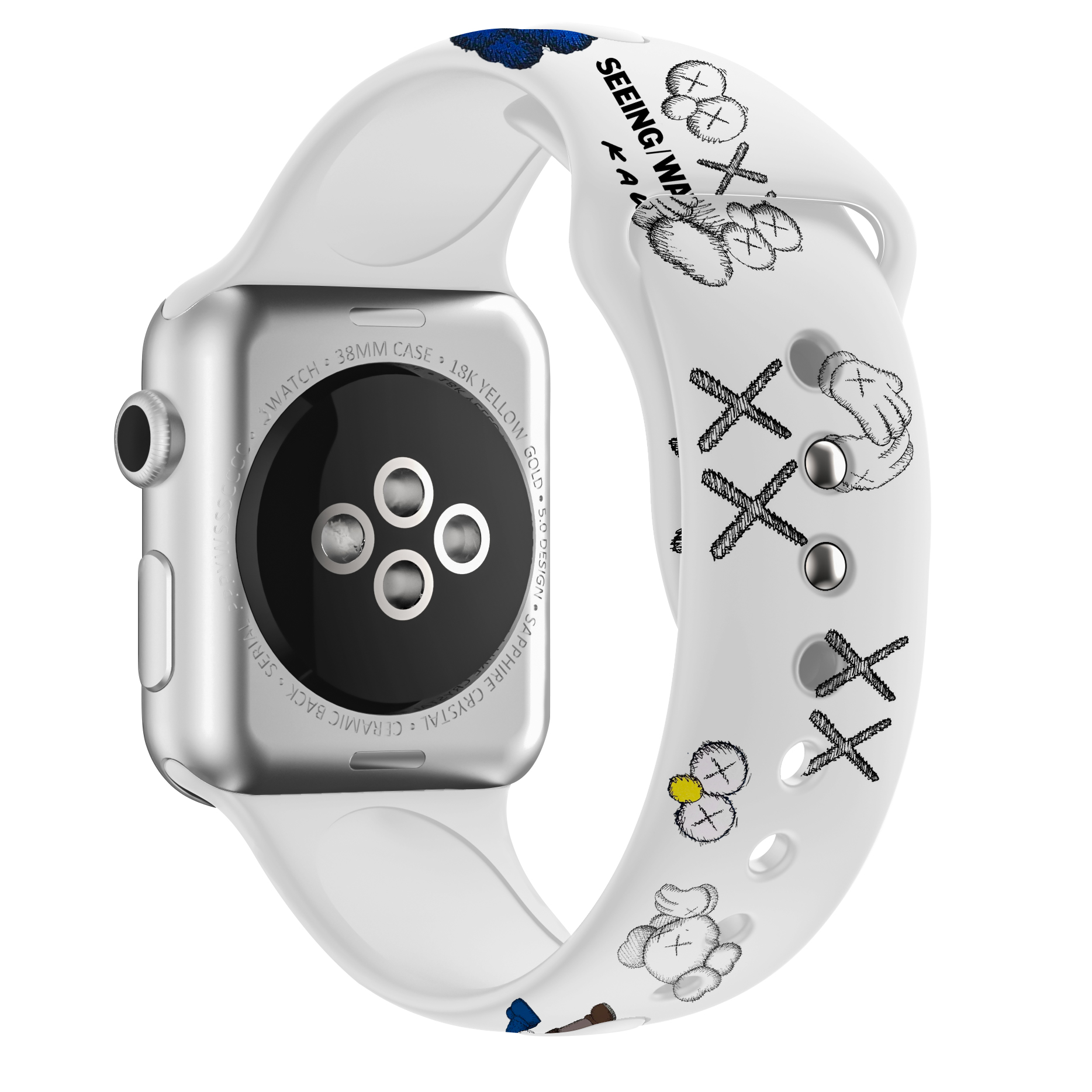 Silicone Dây Đeo Silicon Họa Tiết Kaws X Ow X Adidas Cho Đồng Hồ Thông Minh Iwatch 1 2 3 4 5