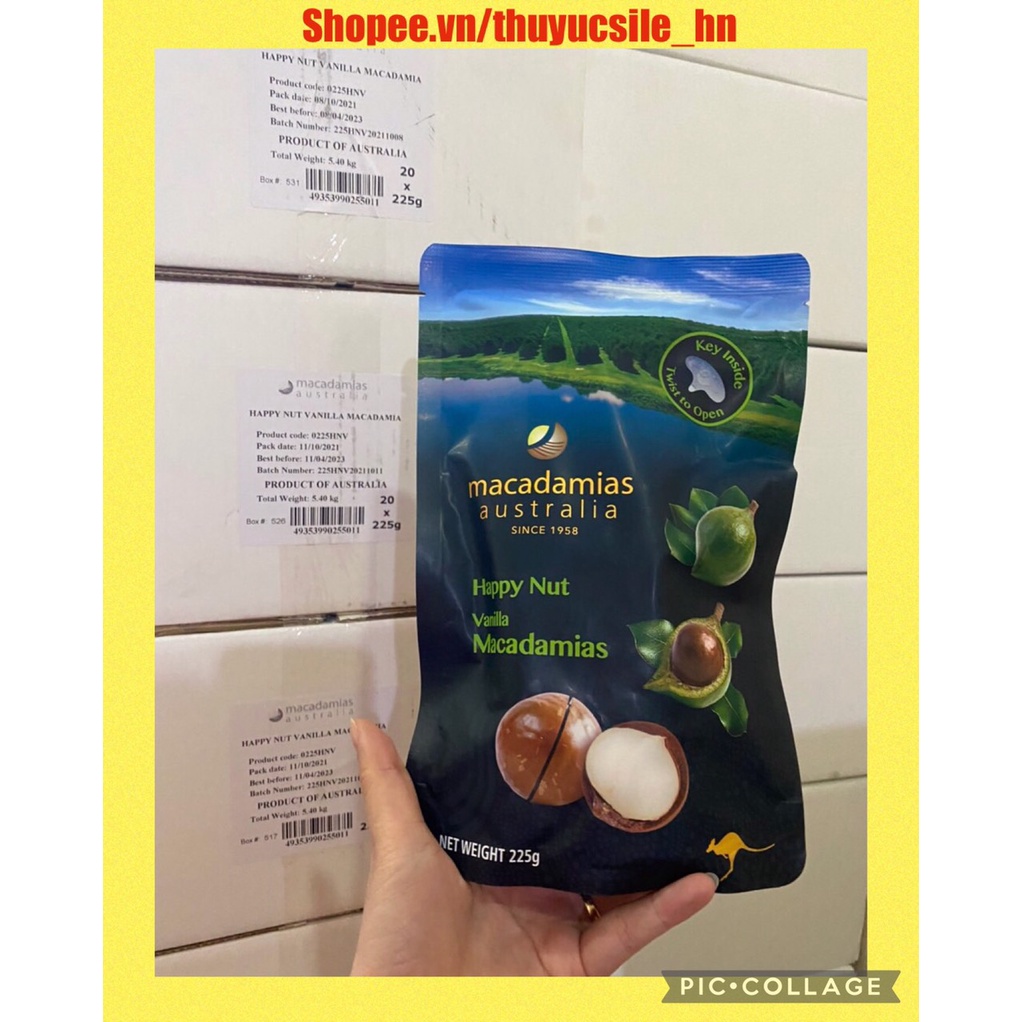 (Date 04/23) Hạt Macca MACADAMIAS Happy Nut Vanilla 225g - Úc