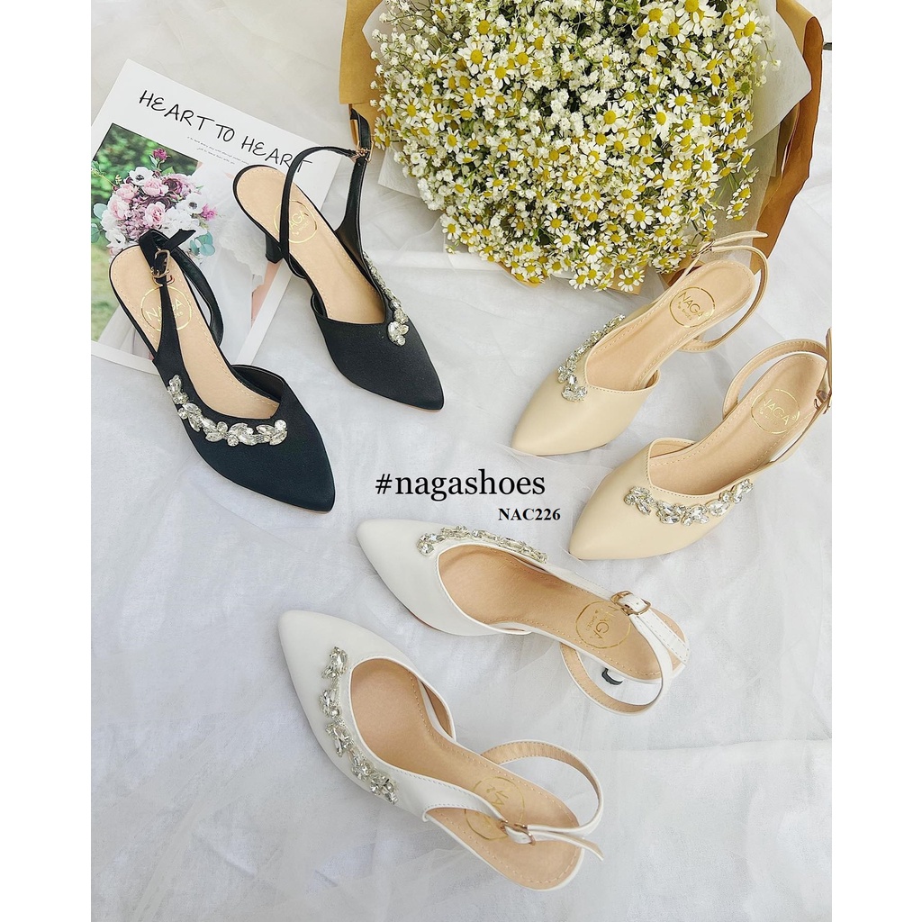 CAO GÓT NAGASHOES MŨI NHỌN ĐÍNH DÂY ĐÁ NHÂN TẠO HỌA TIẾT 8P NAC226