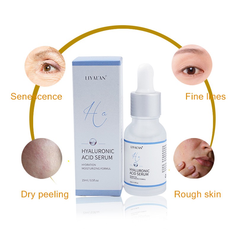 Serum LIYALAN tinh chất hyaluronic acid dưỡng ẩm làm giảm nếp nhăn chăm sóc làn da 15ml