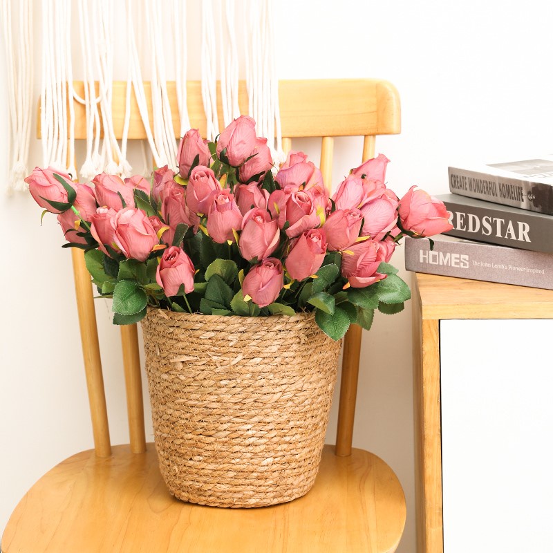 Nụ Hoa Hồng Giả 9 Bông Bằng Lụa Dùng Trang Trí Tiệc Cưới / Valentine