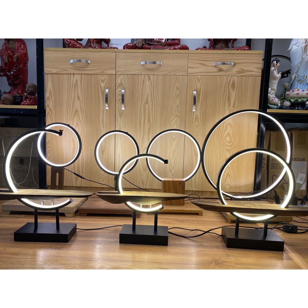 Kệ đèn LED hào quang xông trầm dùng để trang trí tiểu cảnh, tượng, lũa, bon sai - Tự Thanh