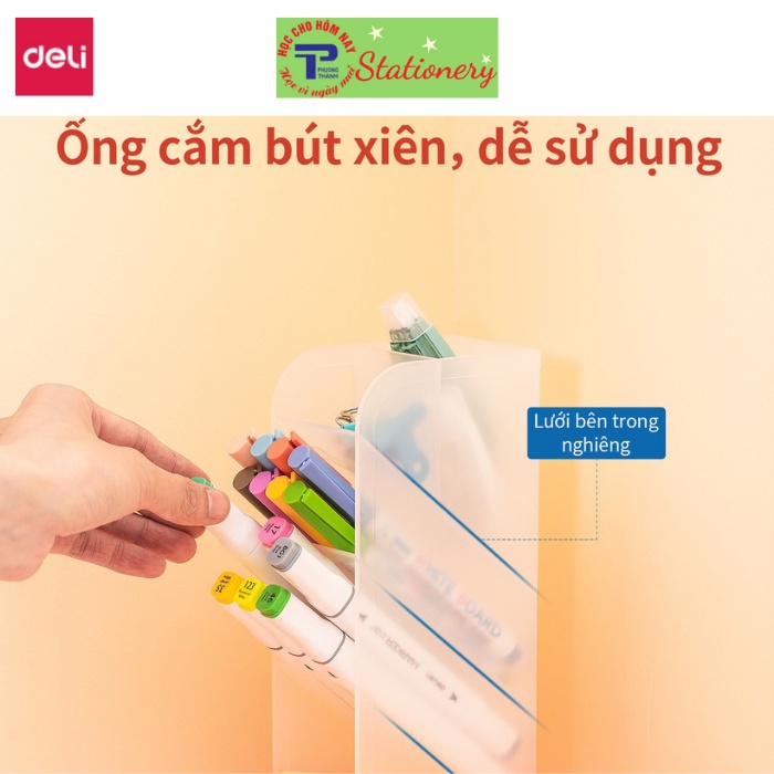 Ống đựng bút mỹ phẩm 5 ngăn Deli - Xanh/ Trắng/ Hồng - 8932/ 8933