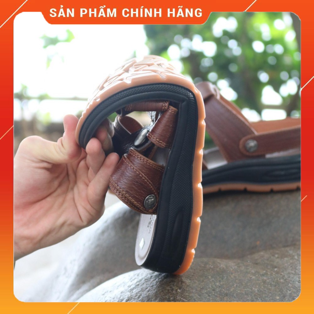 Sandal nam - sandal nam đế cao HT.NEO 100% da bò tự nhiên, kiểu dáng nổi bật, đế kếp 3,5cm quai da siêu bền chắc SD96