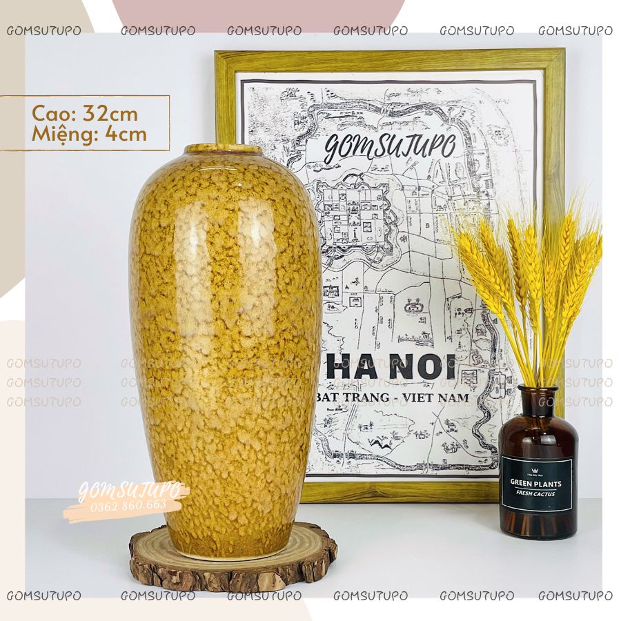 Lọ Hoa Gốm Dáng B0M - Bình Hoa cắm Lựu, Đào, Tuyết Mai Decor Trang Trí gomsutupo - Gốm Sứ TUPO Bát Tràng