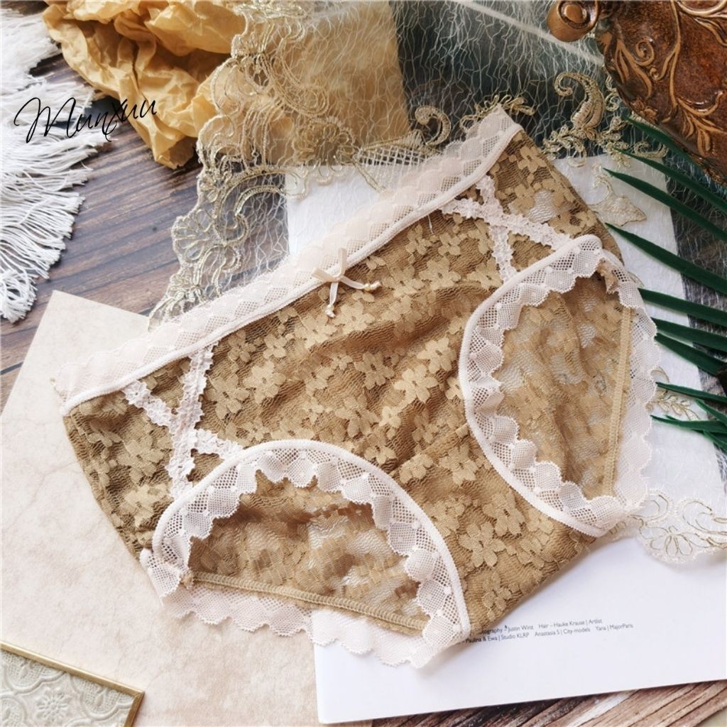 Quần lót ren nữ MUNXUU thêu hoa tinh tế, chất liệu mềm mại kháng khuẩn, màu trung tính ngọt ngào - QC72
