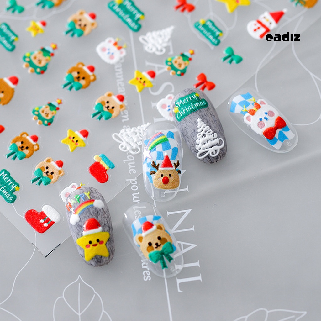 Miếng Dán Trang Trí Móng Tay Họa Tiết Giáng Sinh 5D Siêu Mỏng