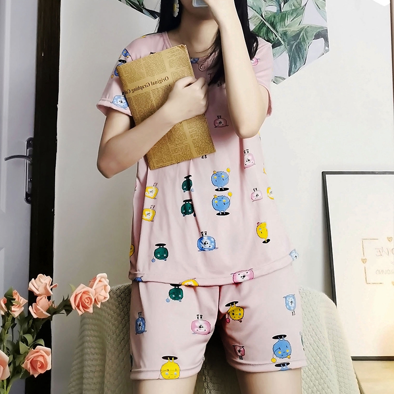 xiaohan korea summer short sleeve sleepwear sleeping wear female print loose Large size round neck nightwear sets women terno pajama | BigBuy360 - bigbuy360.vn