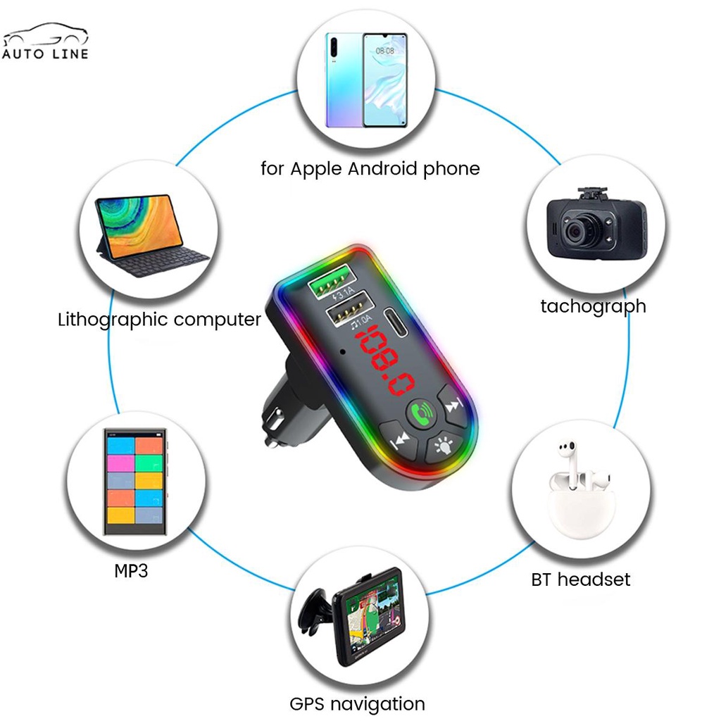Máy Phát MP3 Bluetooth 5.0 FM w / 1A USB Và QC3.1A Cho Xe Hơi SHOPCYC0044