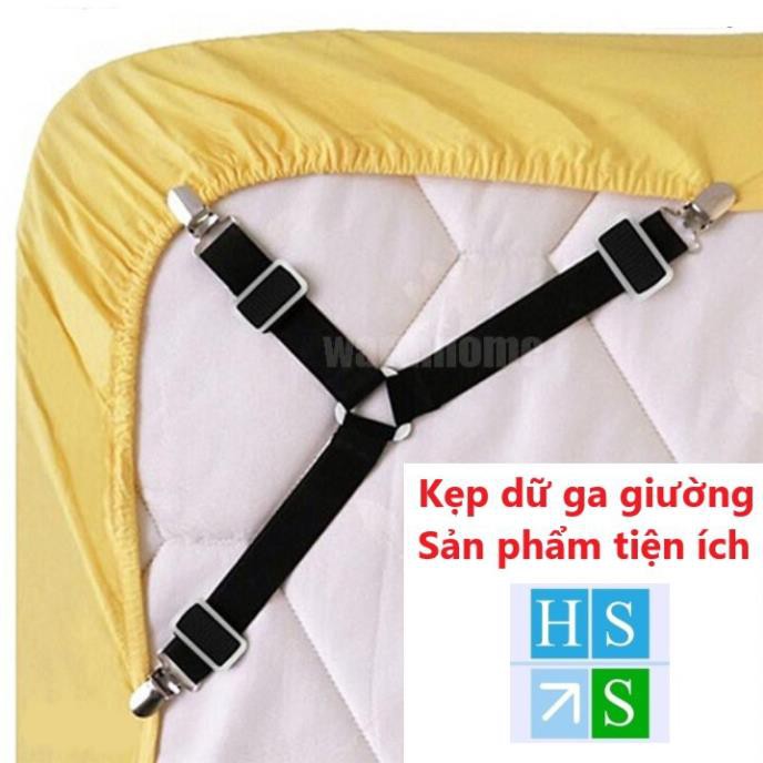 Bộ 4 Kẹp ga giường chống xê dịch, cố định và giữ phẳng drap ga phủ giường (Giao mầu ngẫu nhiên) - NPP HS Shop