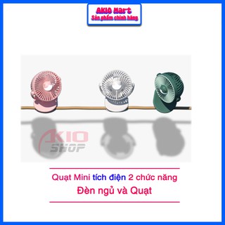 Quạt tích điện mini Clip Fan Pin 2000Mah xoay 720 độ kẹp đa năng - AKIO Mart