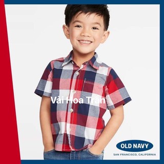 Vải thô kẻ đỏ đen Old navy
